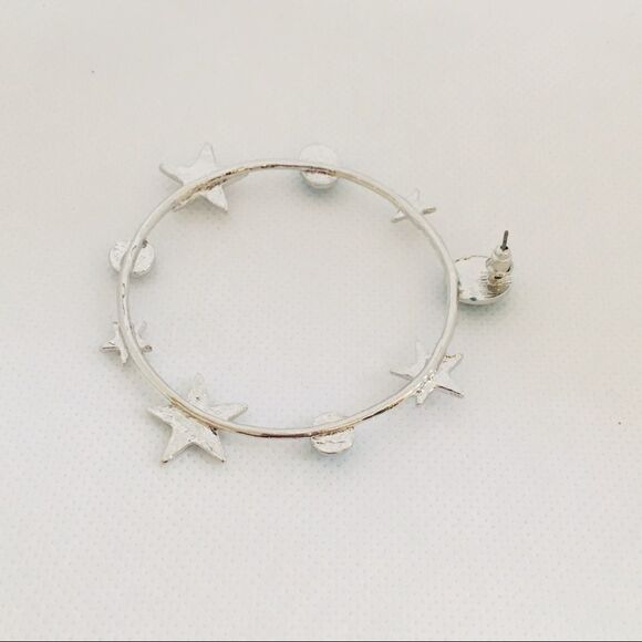 Celestial Star Turquoise Crystal Silver Tone Constellation Hoop Earrings NWT - Picture 4 of 6